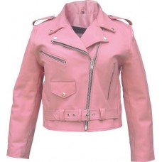 Короткая розовая женская куртка косуха