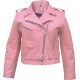 Короткая розовая женская куртка косуха